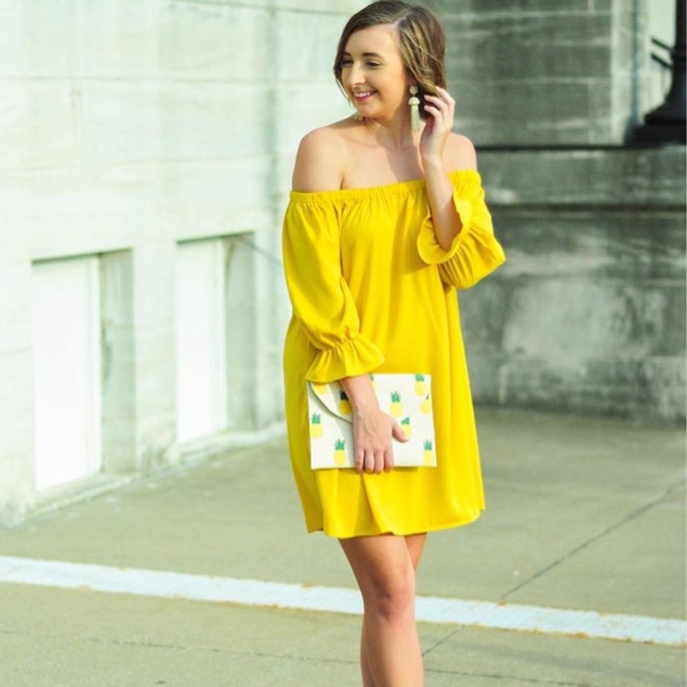 Forever 21 Yellow Off The Shoulder Dress
